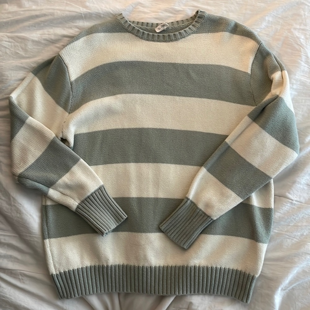 Sage green and white brianna sweater brandy Melville